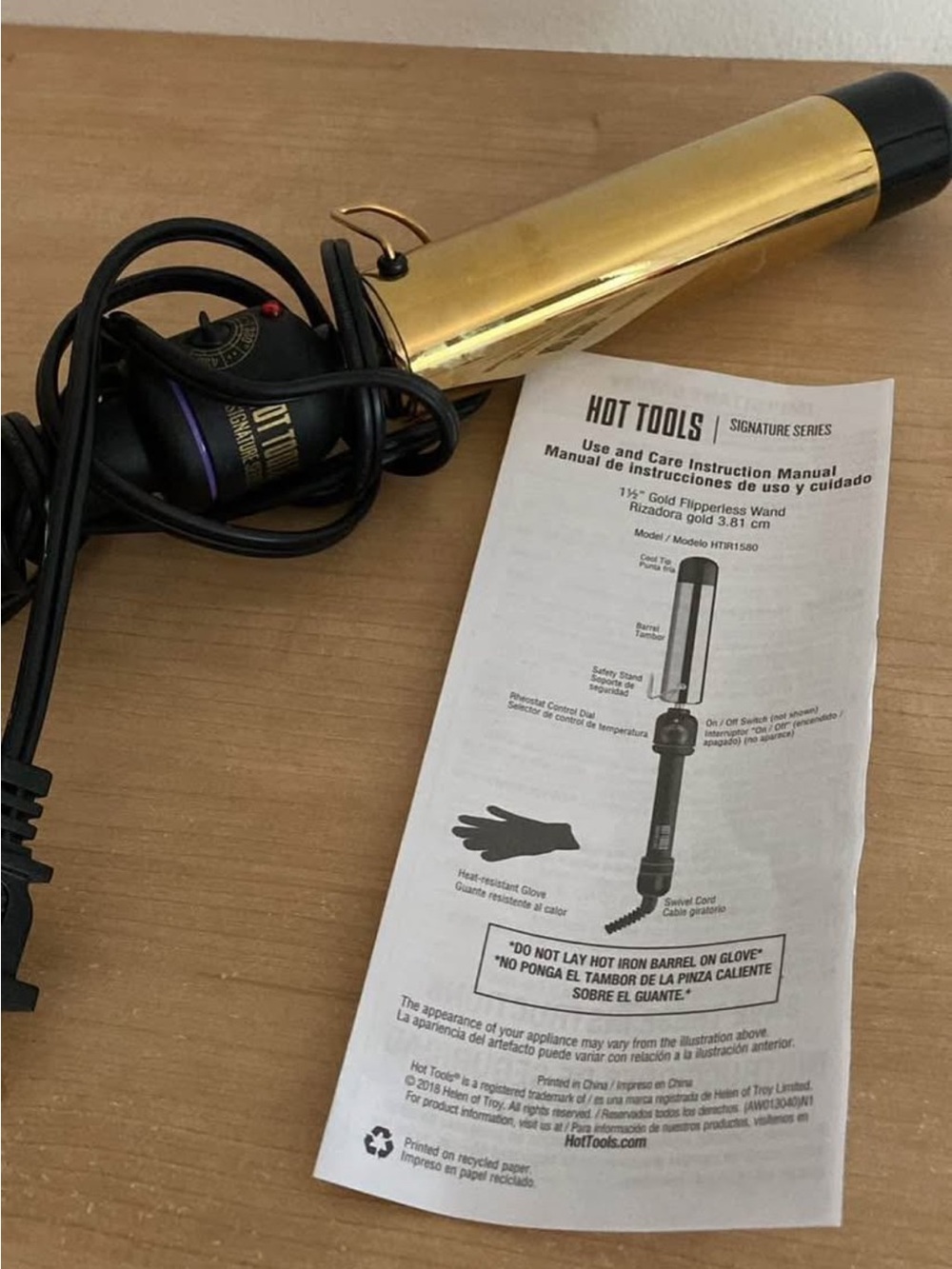 Hot Tools 1 1/2” Gold Flipperless Wand - Picture 2 of 4